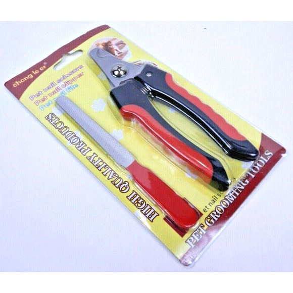 CHONG LE ER Pet Nail Clipper and Scissors W/ Bonus File Pet Grooming Tools Red - Picture 5 of 5